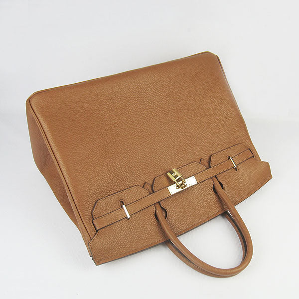 HMS Birkin 35cm Togo Leather Handbags 6099 Light Coffee Golde