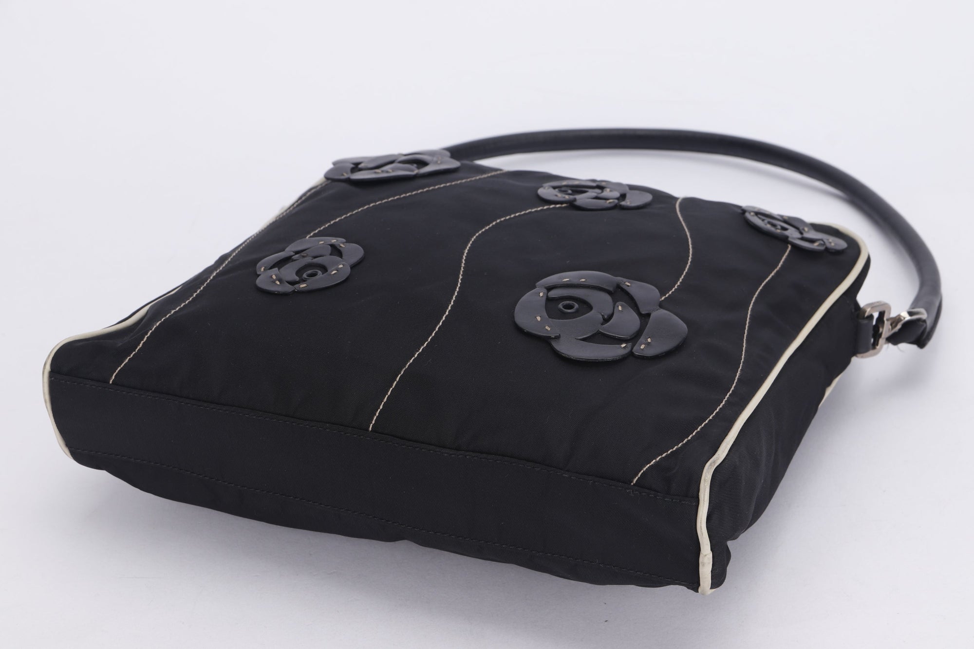 PRD BR0413 TESSUTO FLORAL HANDBAG NERO BLACK FABRIC, WITH CARD &amp; DUST COVER