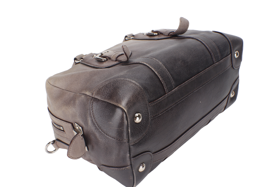 PRD BANDOLIERA BROWN TAUPE LEATHER SILVER HARDWARE WITH STRAPS AND DUST COVER