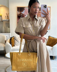 *HOT* CH Mustard Yellow Small Deauville Tote Bag in Velvet Tweed with Champagne Gold Hardware
