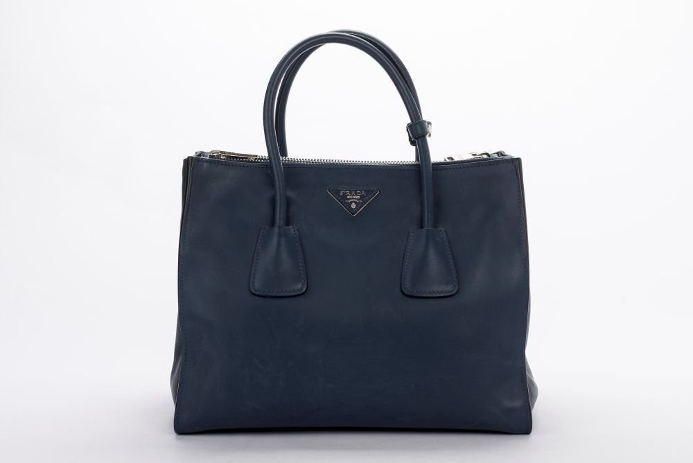 PRD BN2762 Blue Smooth Calf Leather 2 Way Use Bag, with Card, Strap &amp; Dust Cover