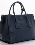 PRD BN2762 Blue Smooth Calf Leather 2 Way Use Bag, with Card, Strap & Dust Cover