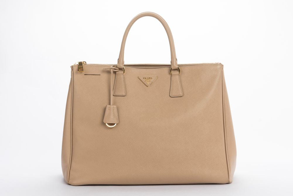 PRD BN1802 Saffiano Lux Hand Bag, Sabbia Light Cafe Color, with Dust Cover