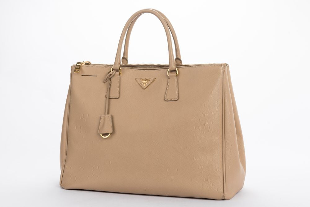 PRD BN1802 Saffiano Lux Hand Bag, Sabbia Light Cafe Color, with Dust Cover