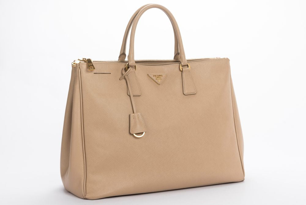 PRD BN1802 Saffiano Lux Hand Bag, Sabbia Light Cafe Color, with Dust Cover