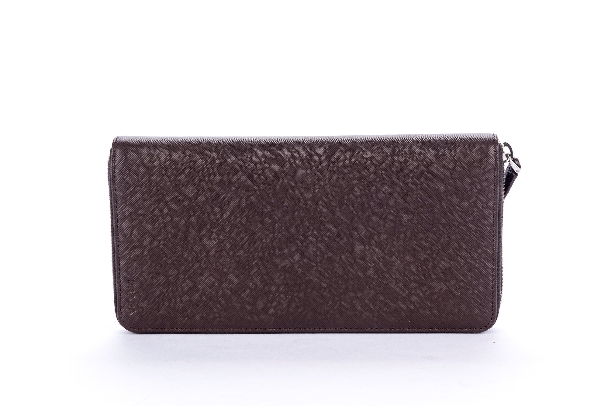 PRD Dark Brown Saffiano Zippy Wallet 2M1220 with Cards &amp; Box