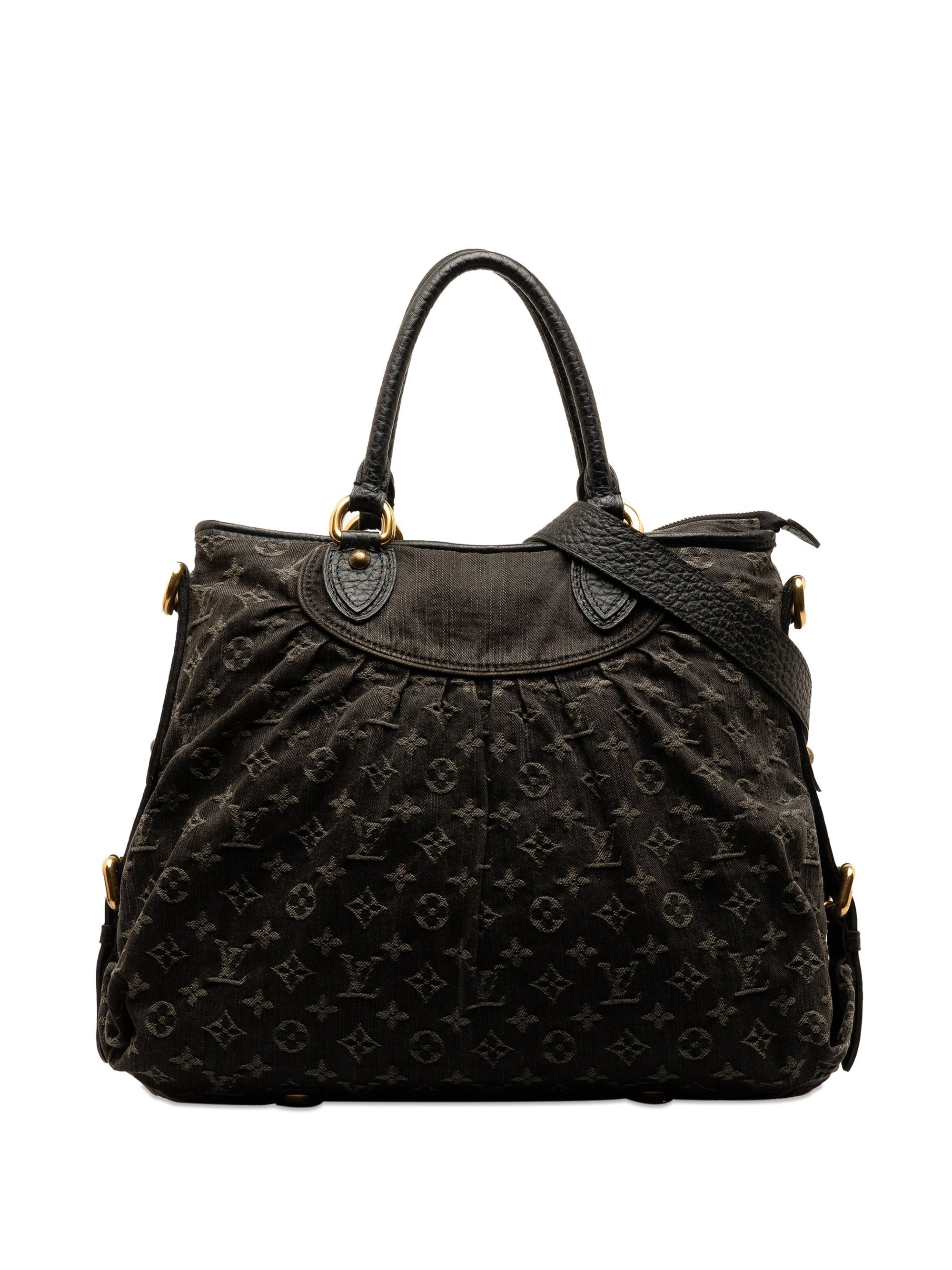 Black LV Monogram Denim Neo Cabby GM Satchel