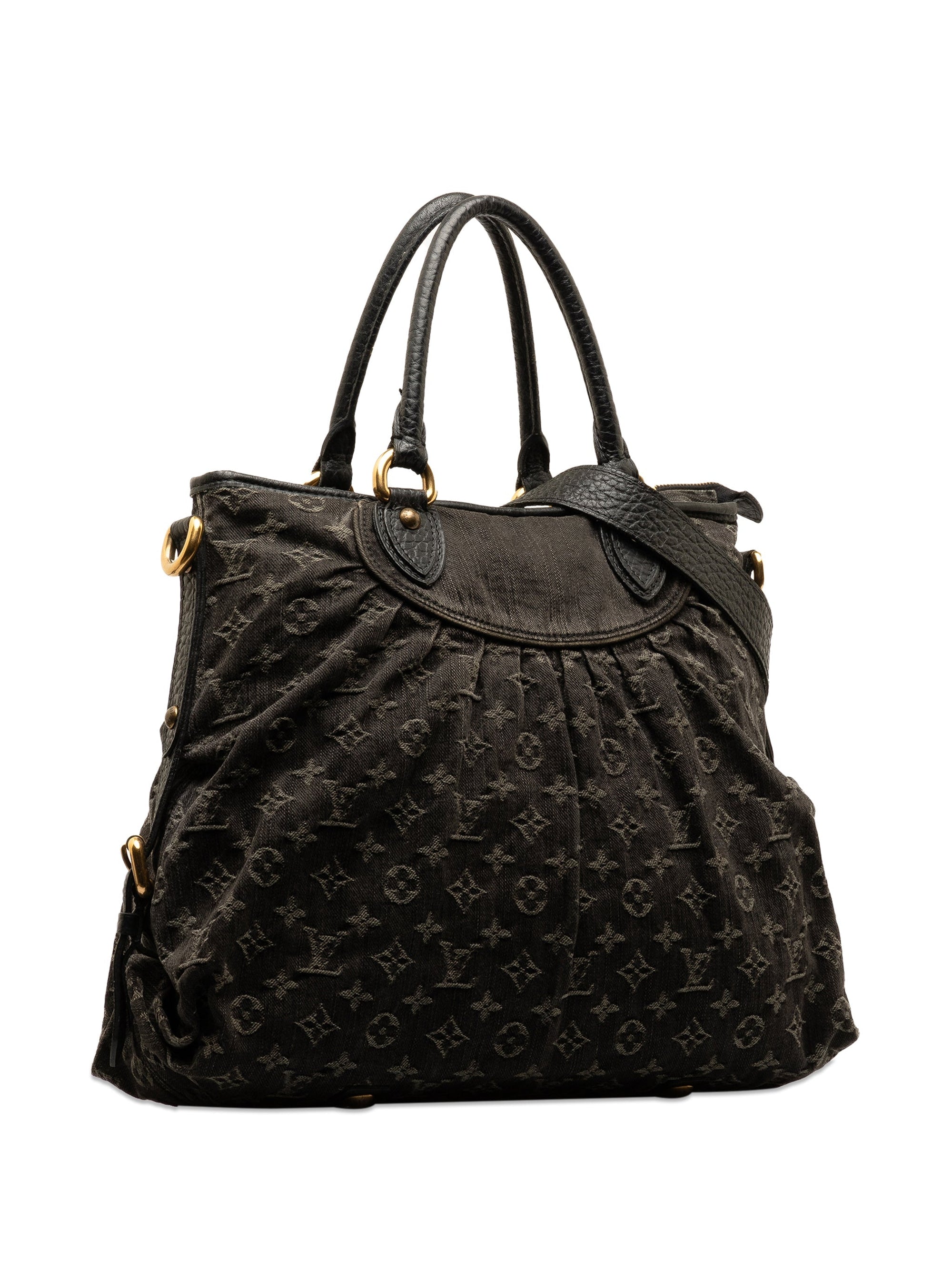 Black LV Monogram Denim Neo Cabby GM Satchel