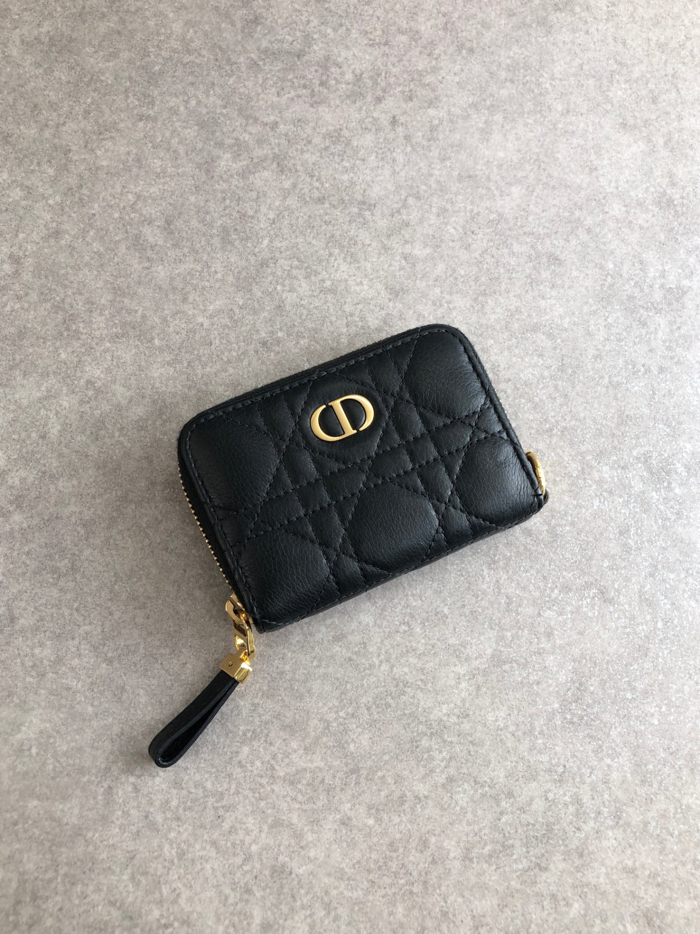 Christian D1OR CD Logo Coin Purse Black Vintage hhfipp