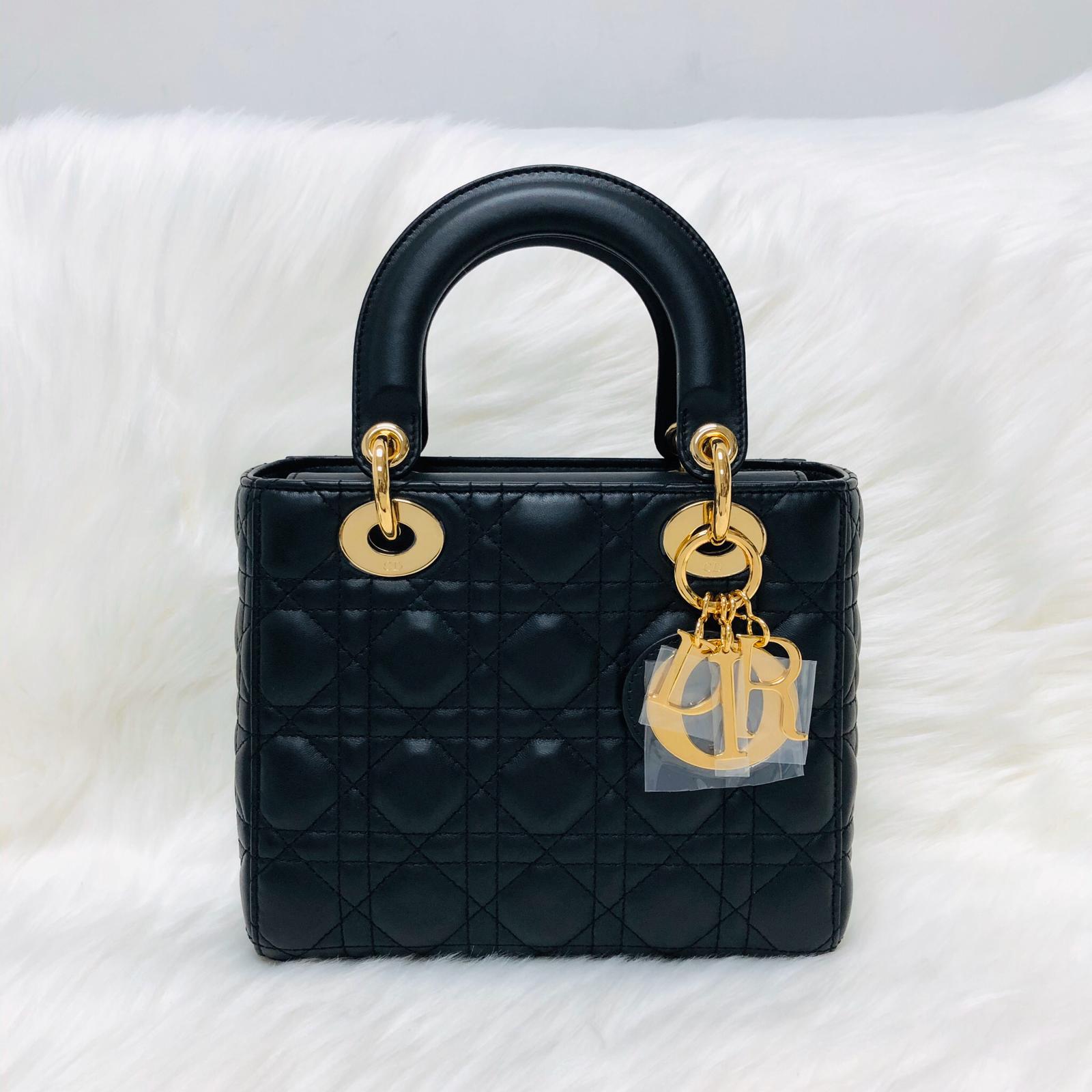 Cannage Lambskin Lucky Badges My Lady D1OR Small Black