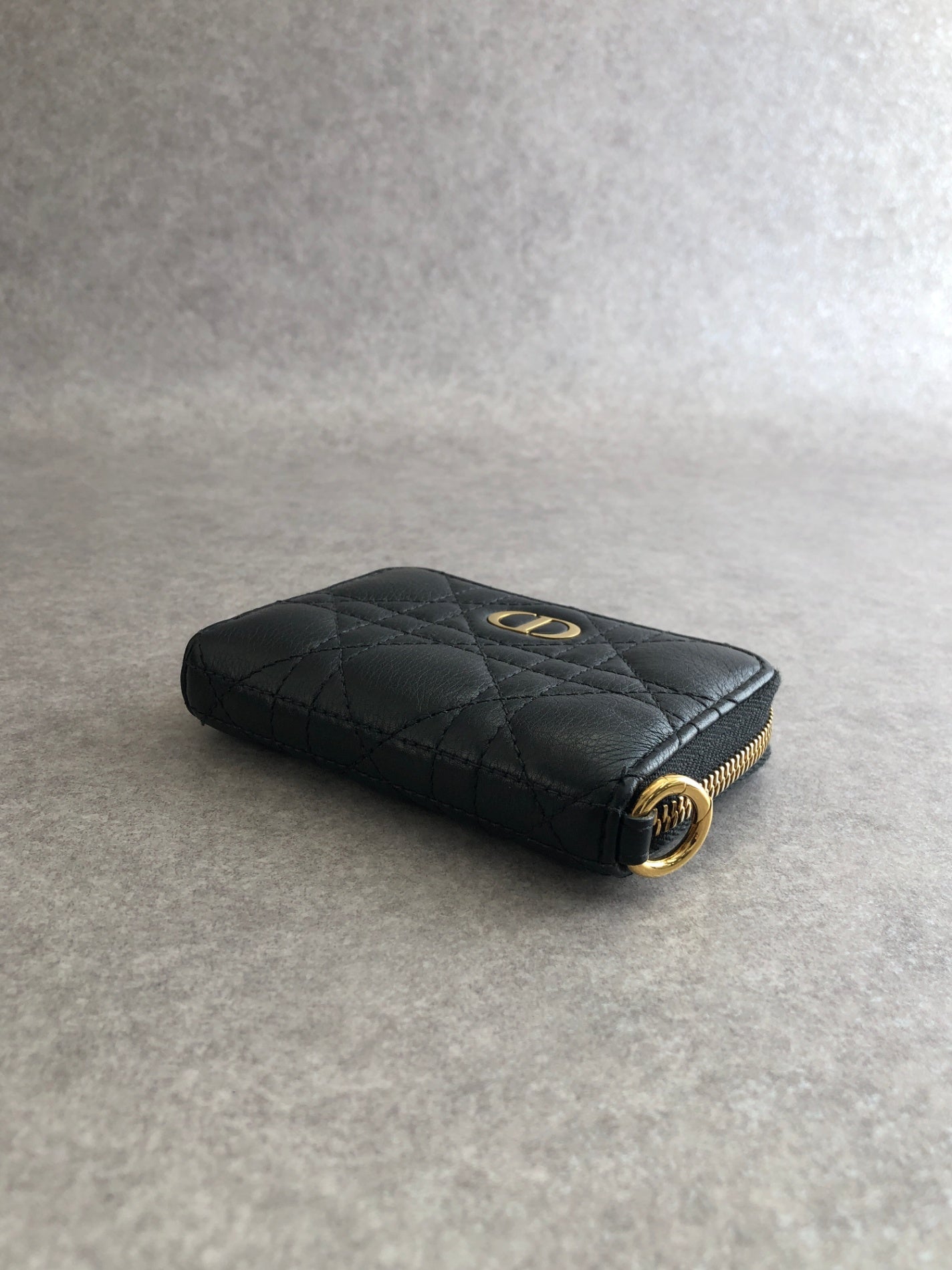 Christian D1OR CD Logo Coin Purse Black Vintage hhfipp