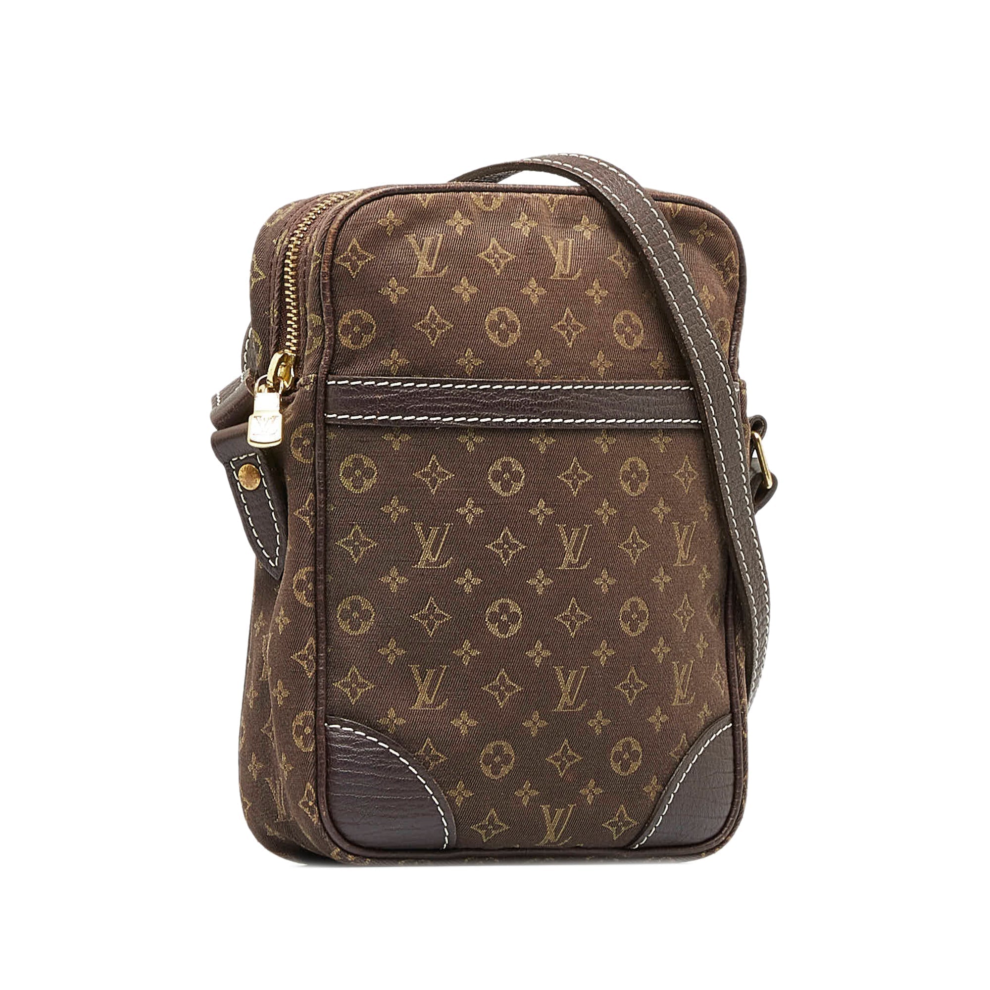 Brown LV Monogram Mini Lin Danube Crossbody Bag