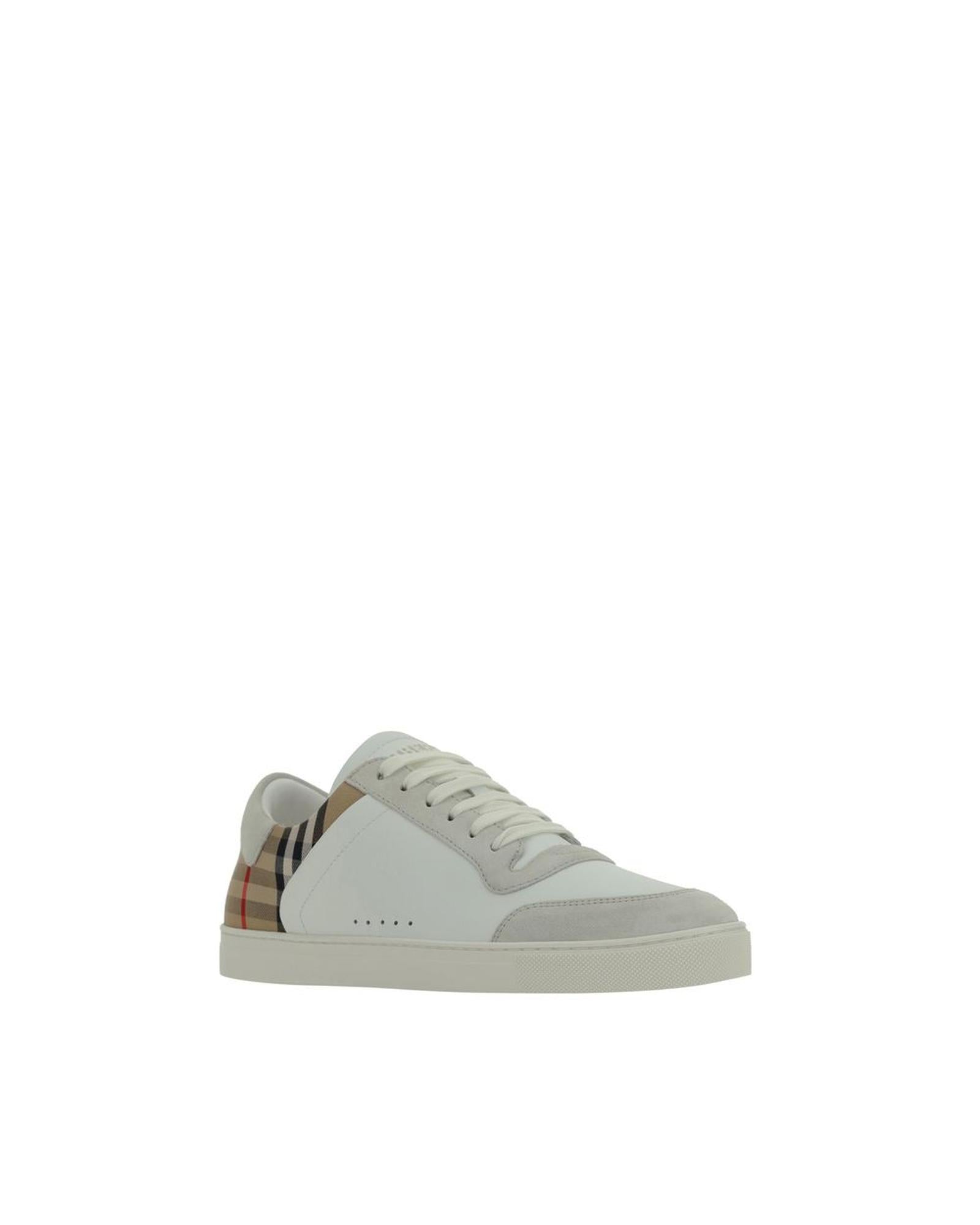 BBERRY Arthur Leather and Check Sneakers Men White