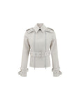 BBERRY Belted Leather Trench Coat Women Beige