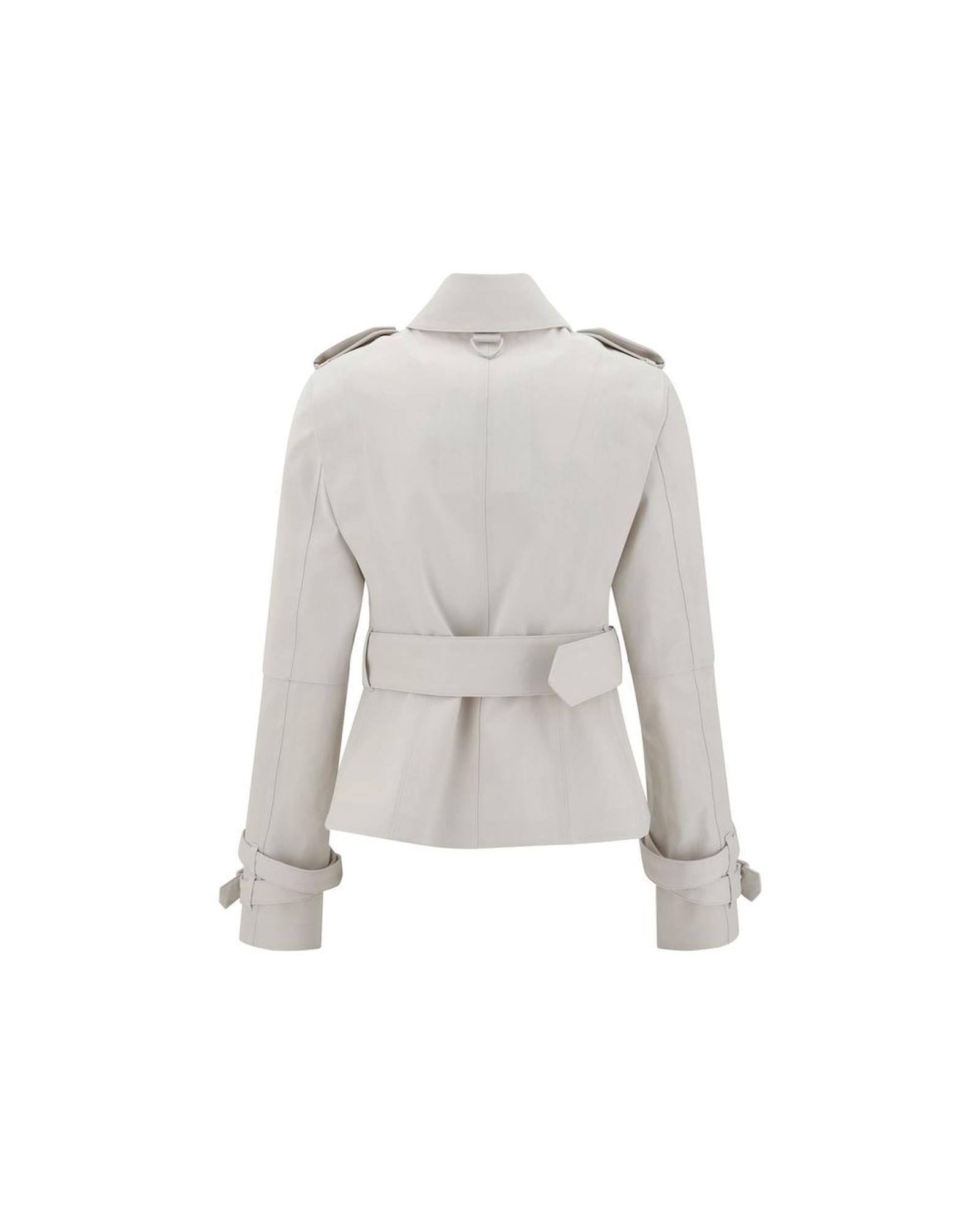 BBERRY Belted Leather Trench Coat Women Beige