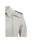 BBERRY Belted Leather Trench Coat Women Beige