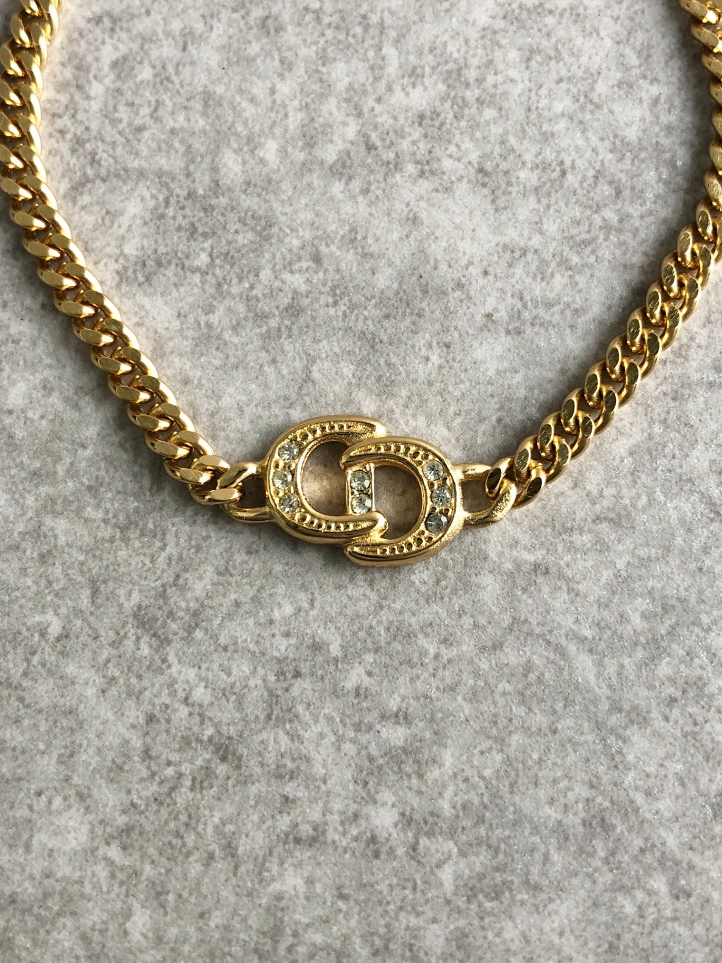 Christian D1OR CD Logo Rhinestone Bracelet Gold Vintage wxhykw