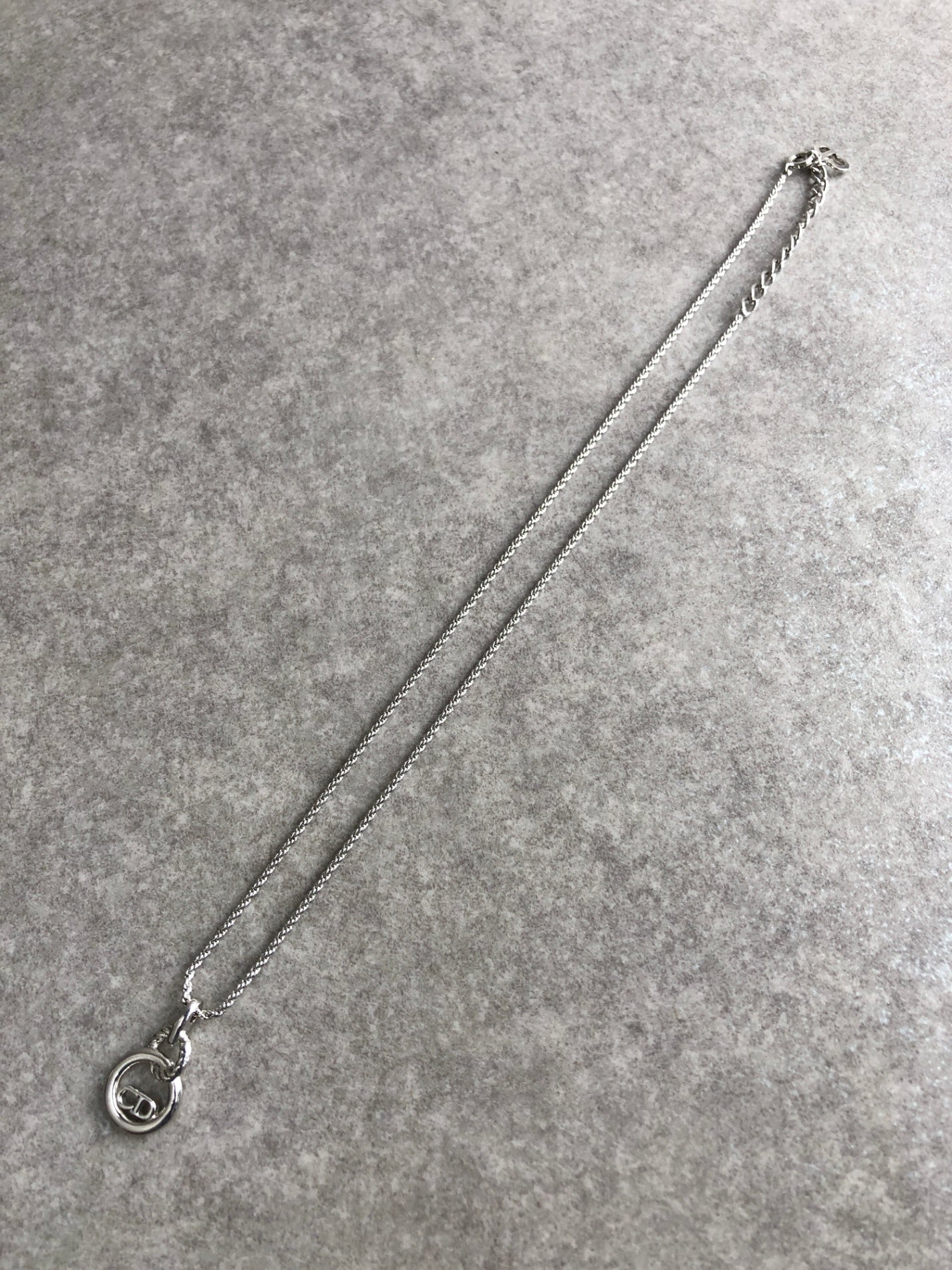 Christian D1OR CD Logo Motif Necklace Silver Vintage 2ar88r