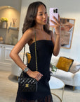 *RARE* CH Vintage Black Mini Square Flap Bag in Patent Leather with 24k Gold Hardware