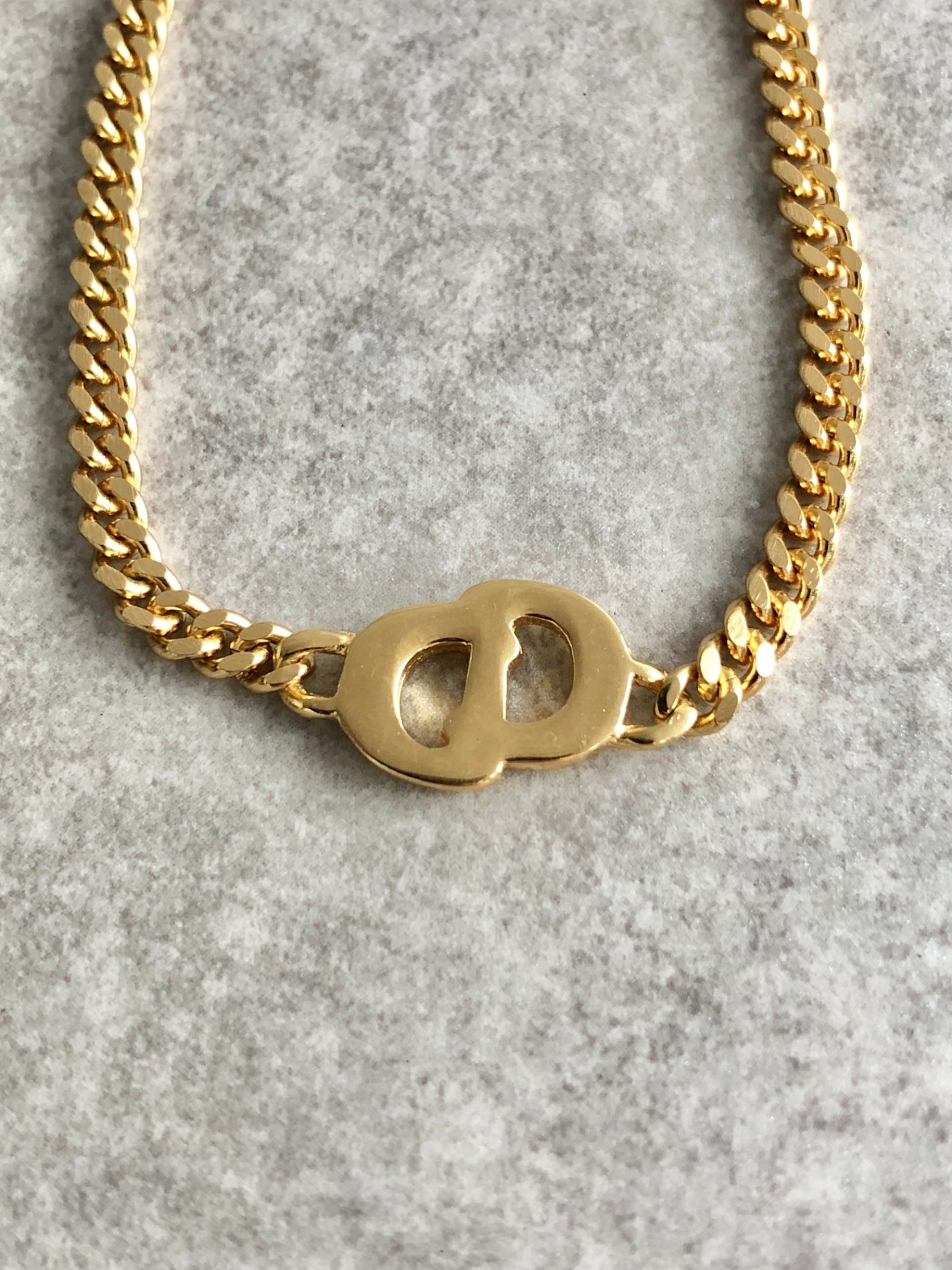 Christian D1OR CD Logo Rhinestone Bracelet Gold Vintage wxhykw
