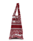 Christian D1OR Burgundy Toile De Jouy Stripes Medium Book Tote