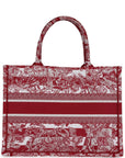 Christian D1OR Burgundy Toile De Jouy Stripes Medium Book Tote