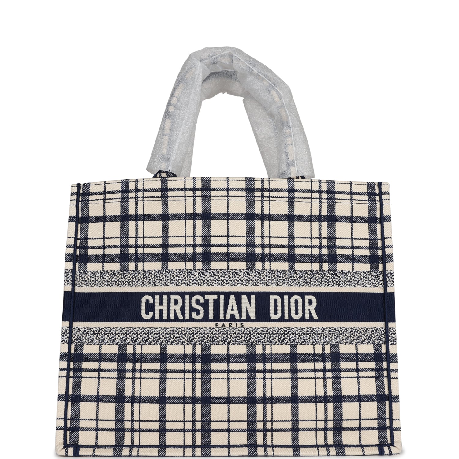 Christian D1OR Blue and White Canvas Check'n' Large Book Tote
