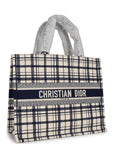 Christian D1OR Blue and White Canvas Check'n' Large Book Tote