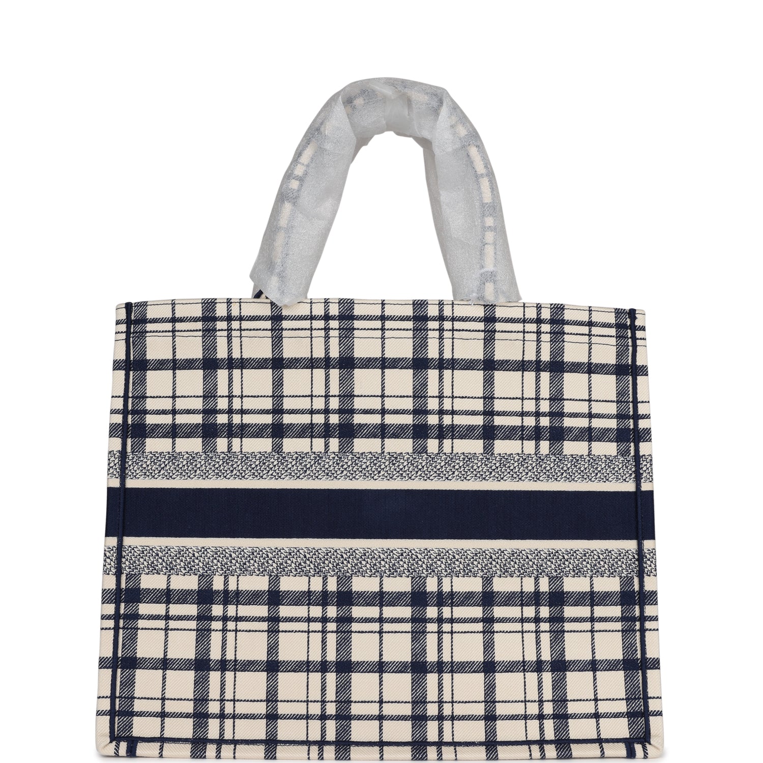 Christian D1OR Blue and White Canvas Check'n' Large Book Tote