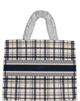 Christian D1OR Blue and White Canvas Check'n' Large Book Tote
