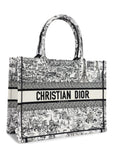 Christian D1OR "Paris All Over" Book Tote Medium White and Black Embroidered Canvas