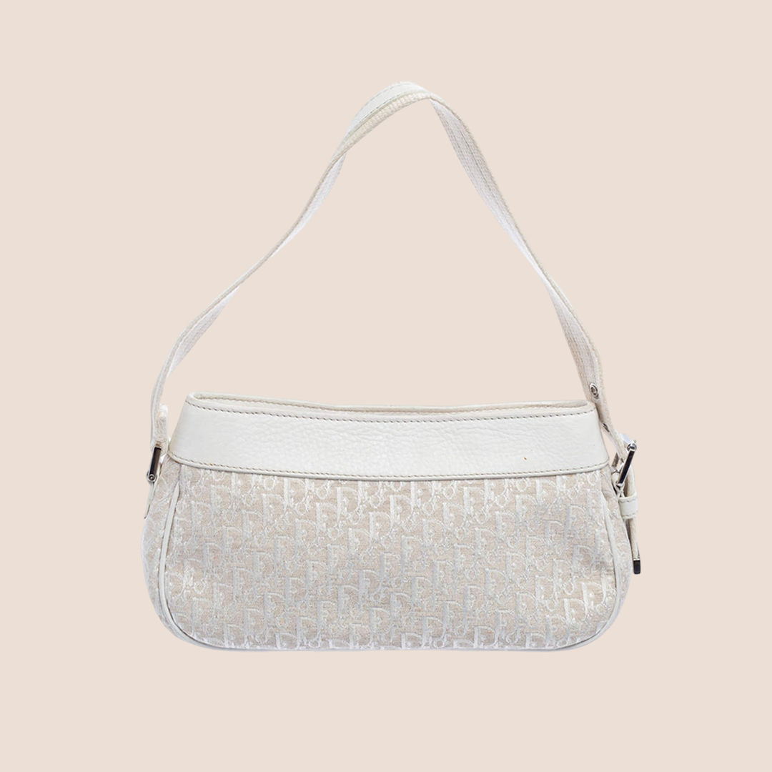CHRISTIAN D1OR 2000s WHITE &amp; CREAM D1ORISSIMO STREET CHIC POCHETTE