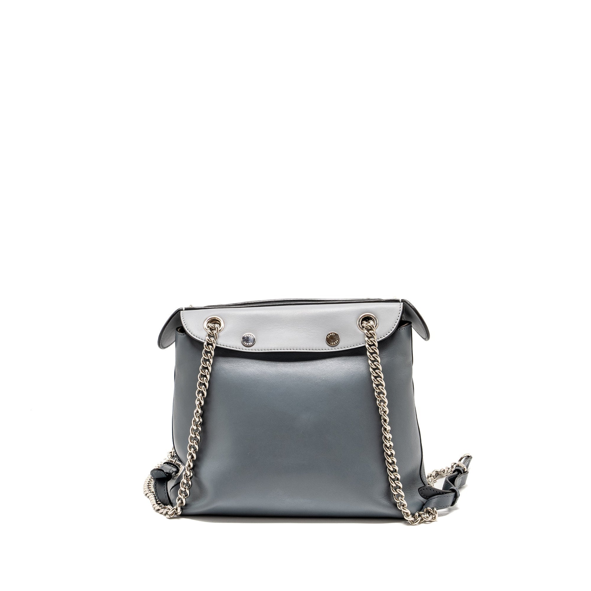 FNDI Flowerland 2 Way Shoulder Bag/Backpack Calfskin Grey Multicolour Hardware