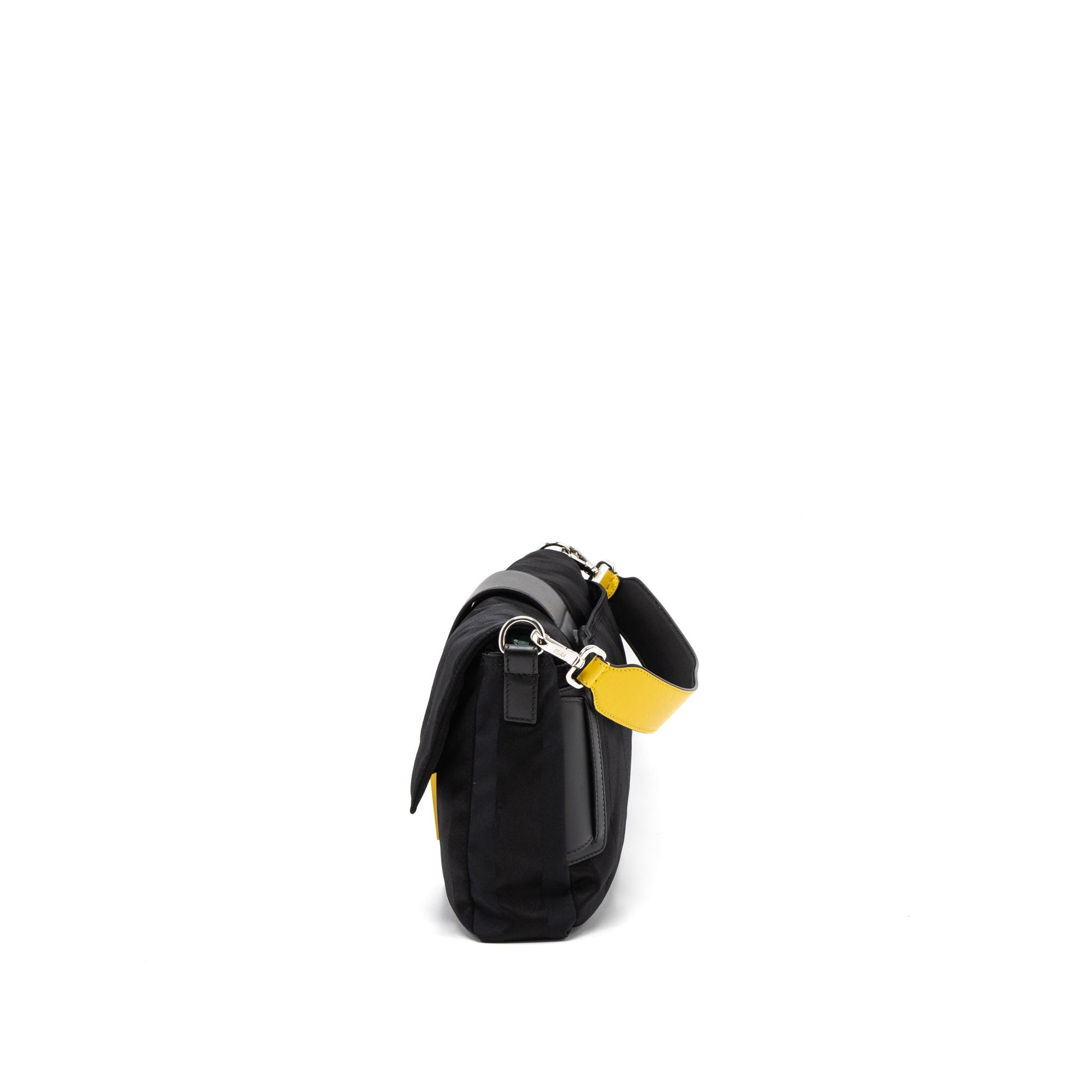 FNDI 20FW Large Baguette Bag Nylon/Leather Black/Yellow SHW