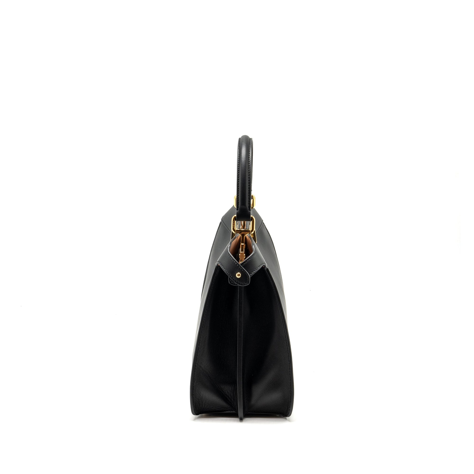 FNDI ISEEU Medium Peekaboo Calfskin Black/Light Pink GHW