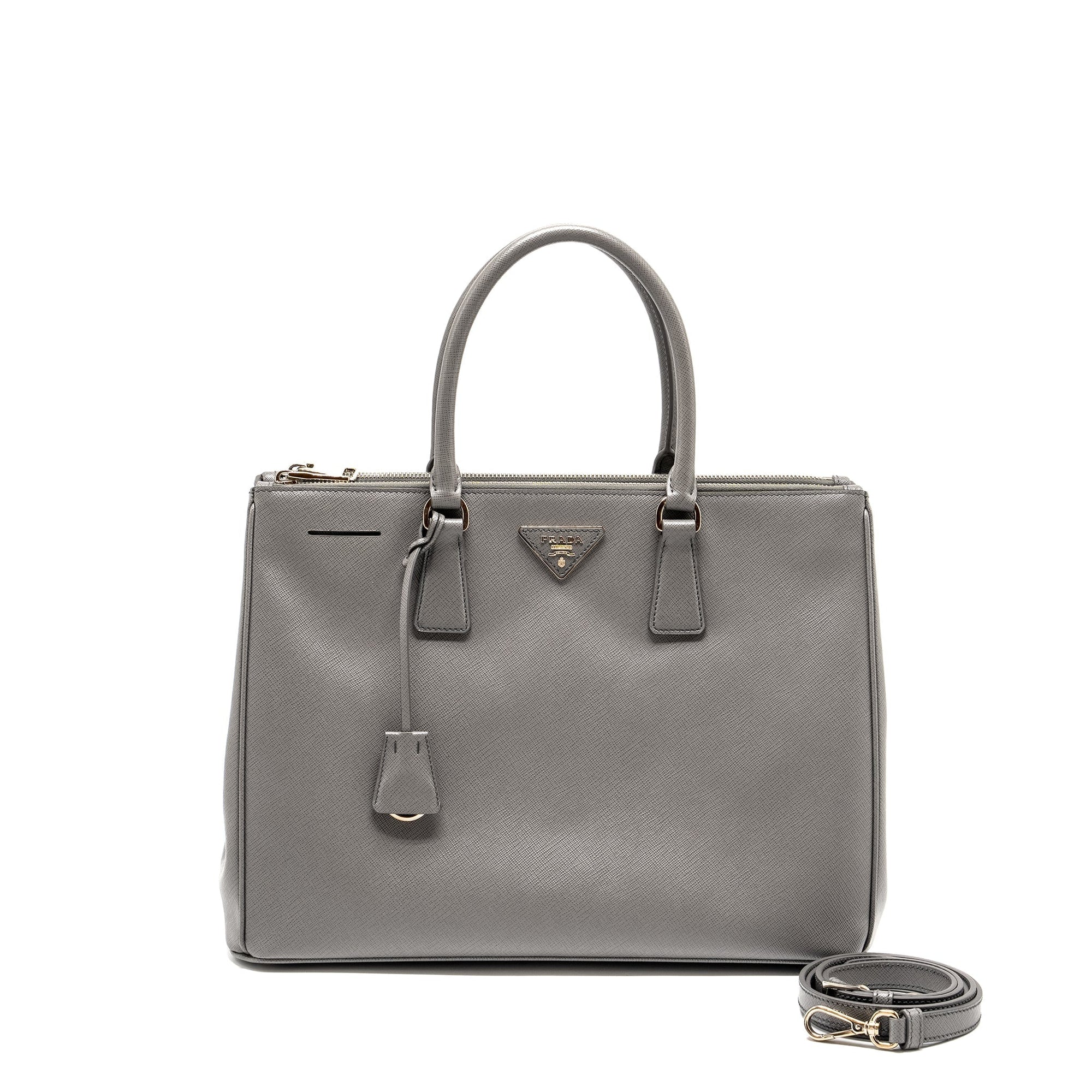 PRD Galleria Saffiano Tote Bag Calfskin Grey SHW