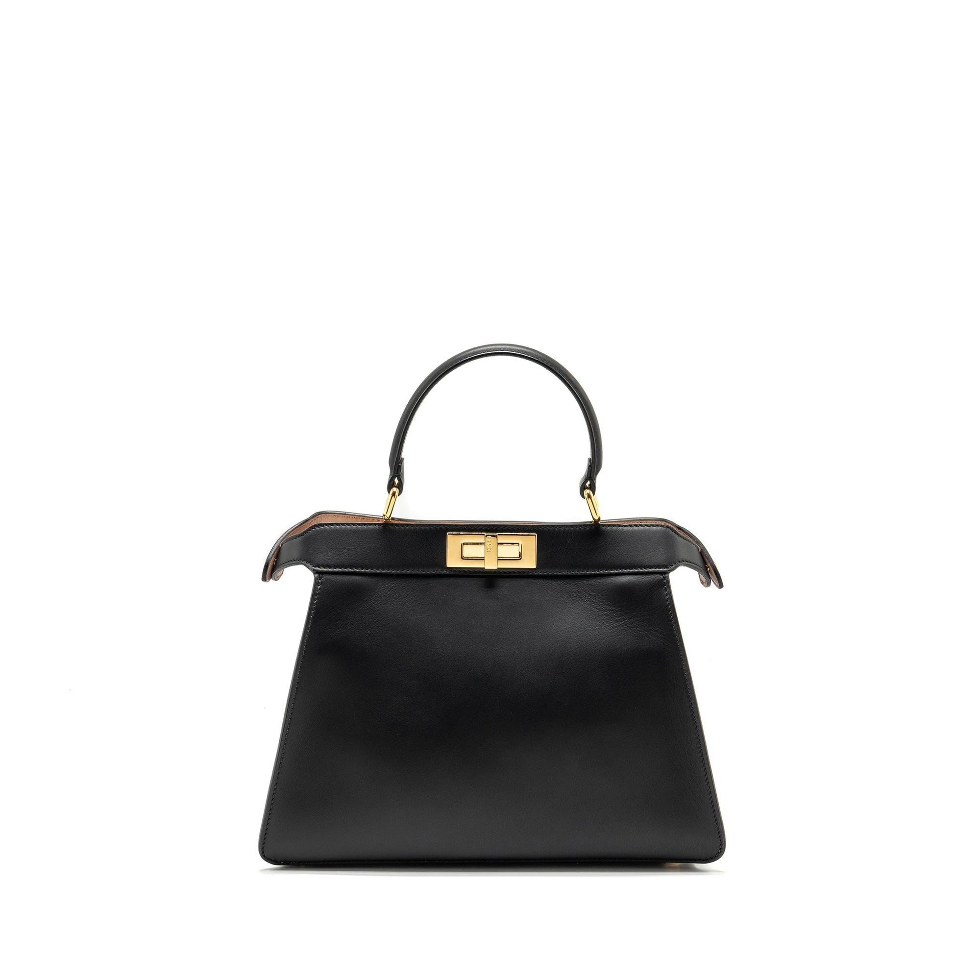 FNDI ISEEU Medium Peekaboo Calfskin Black/Light Pink GHW