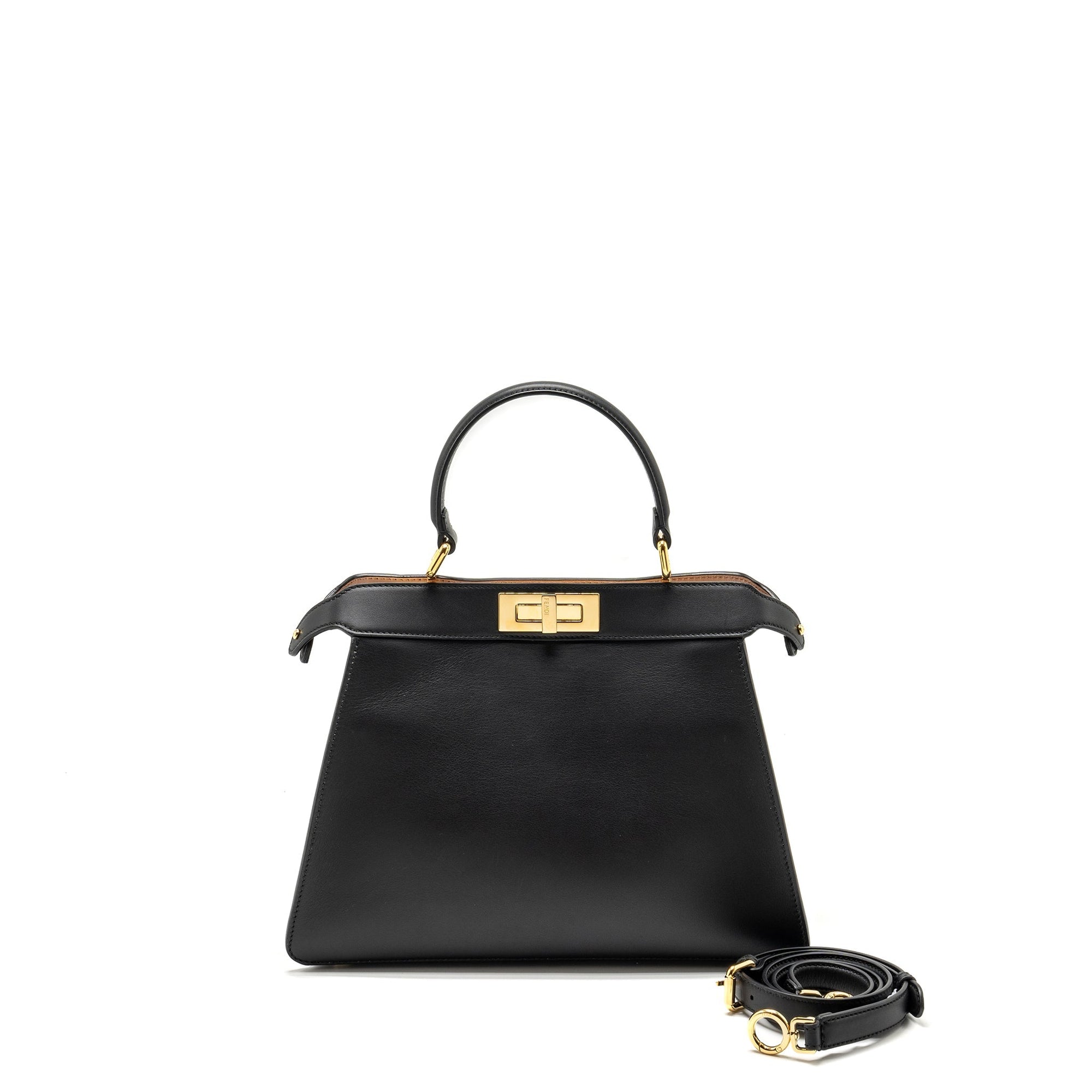 FNDI ISEEU Medium Peekaboo Calfskin Black/Light Pink GHW