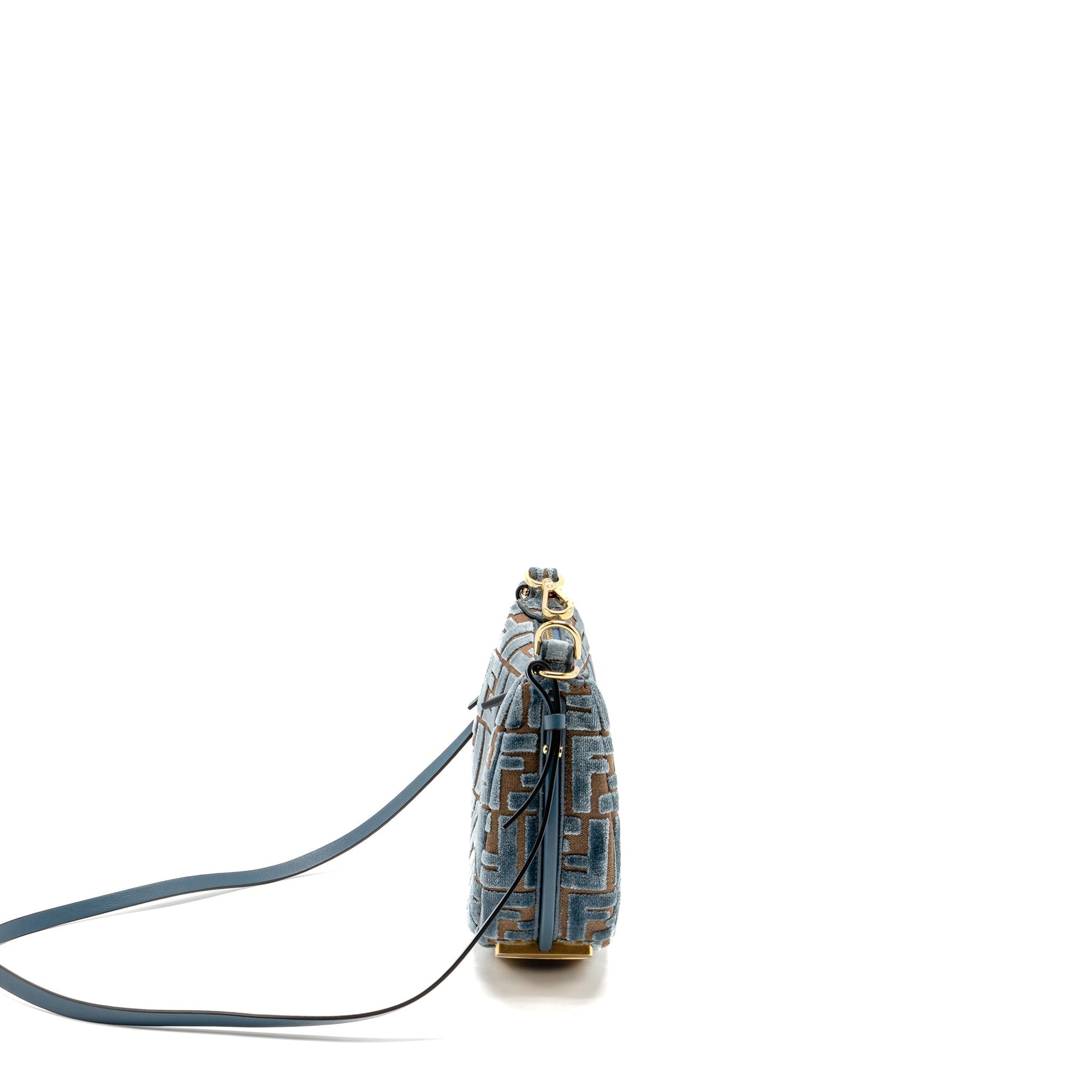 FNDI FNDIgraphy Mini bag FF Jacquard Velvet Light Blue/Brown GHW