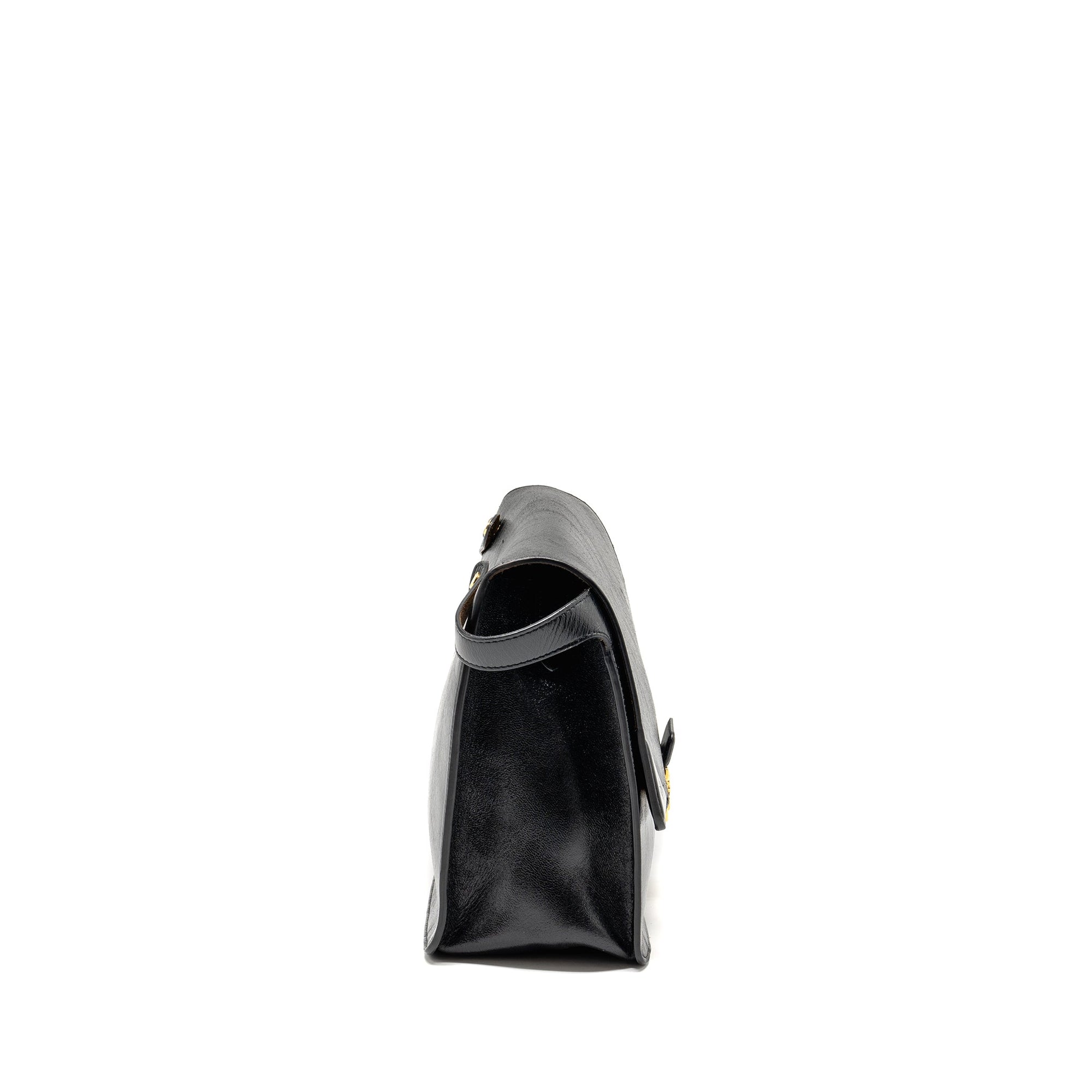 FNDI Kan U Shoulder Bag Leather Black GHW