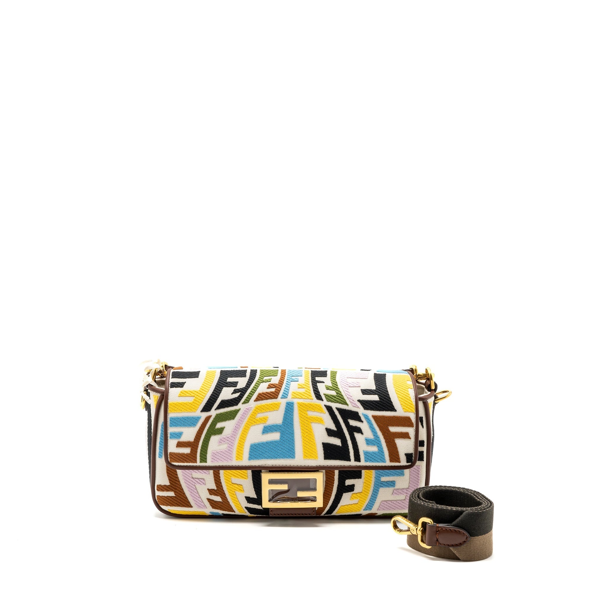 FNDI baguette bag canvas mulcicolour beige / brown GHW
