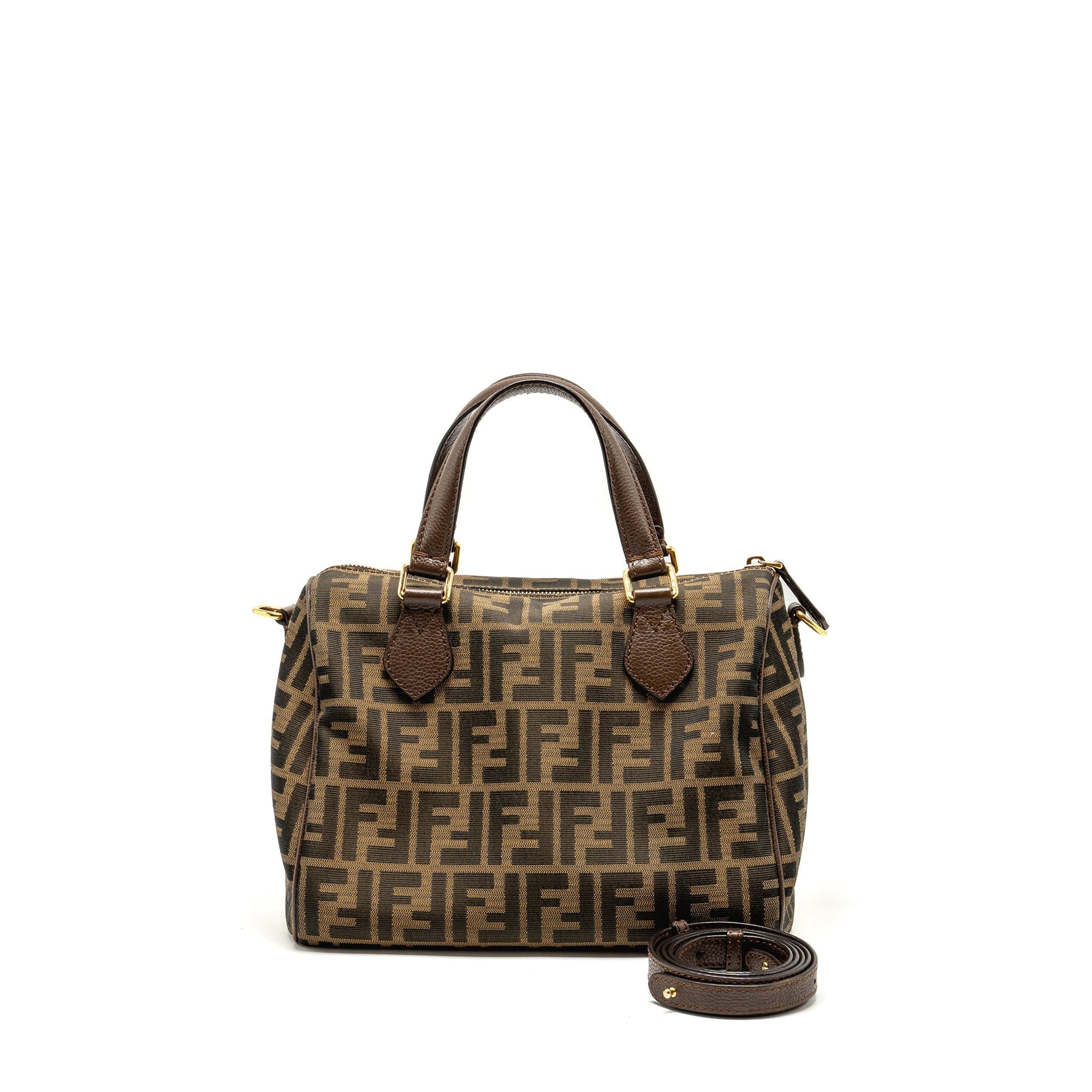 FNDI Boston Bag FF Jacquard Canvas Brown GHW