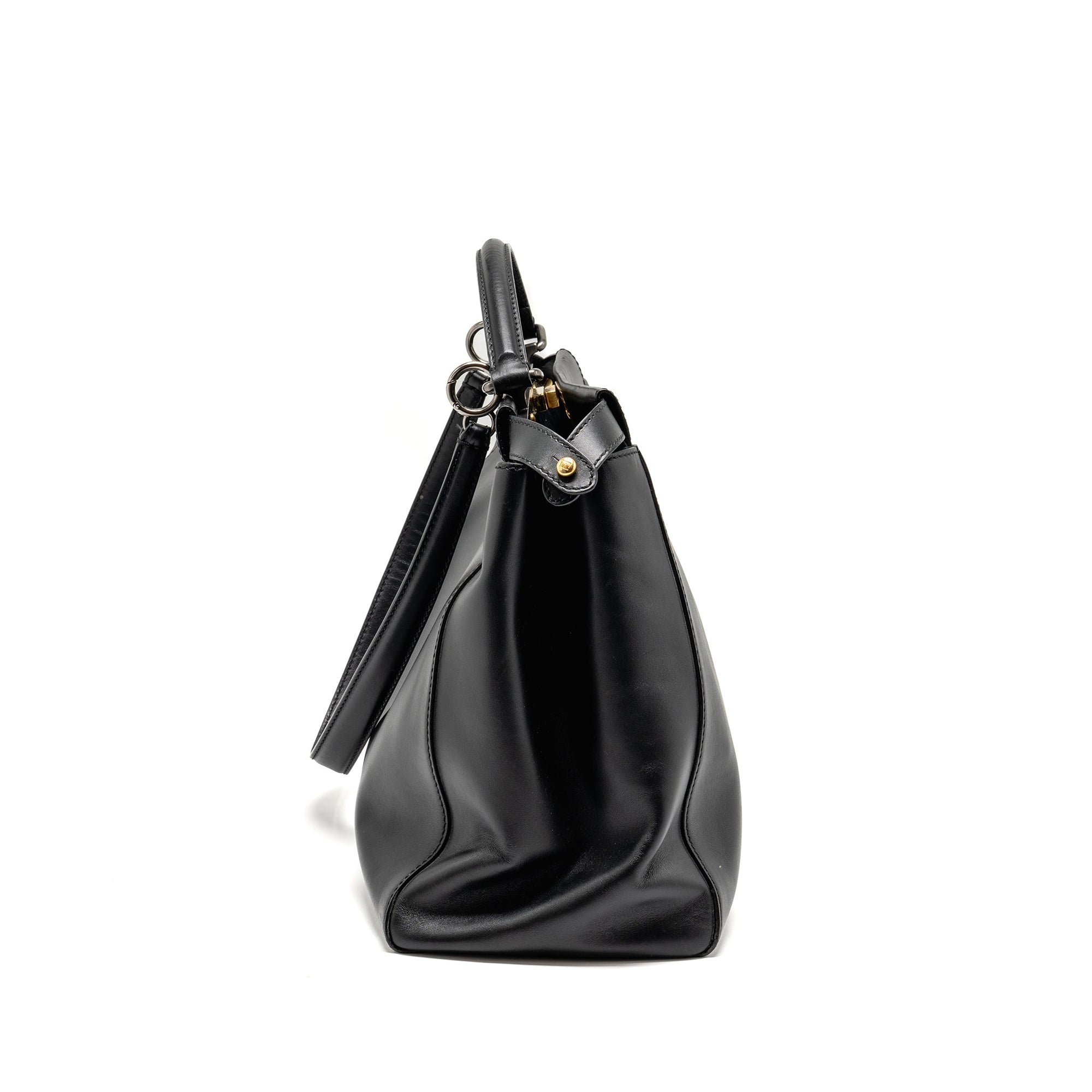 FNDI Large Peekaboo Bag Calfskin Black GHW