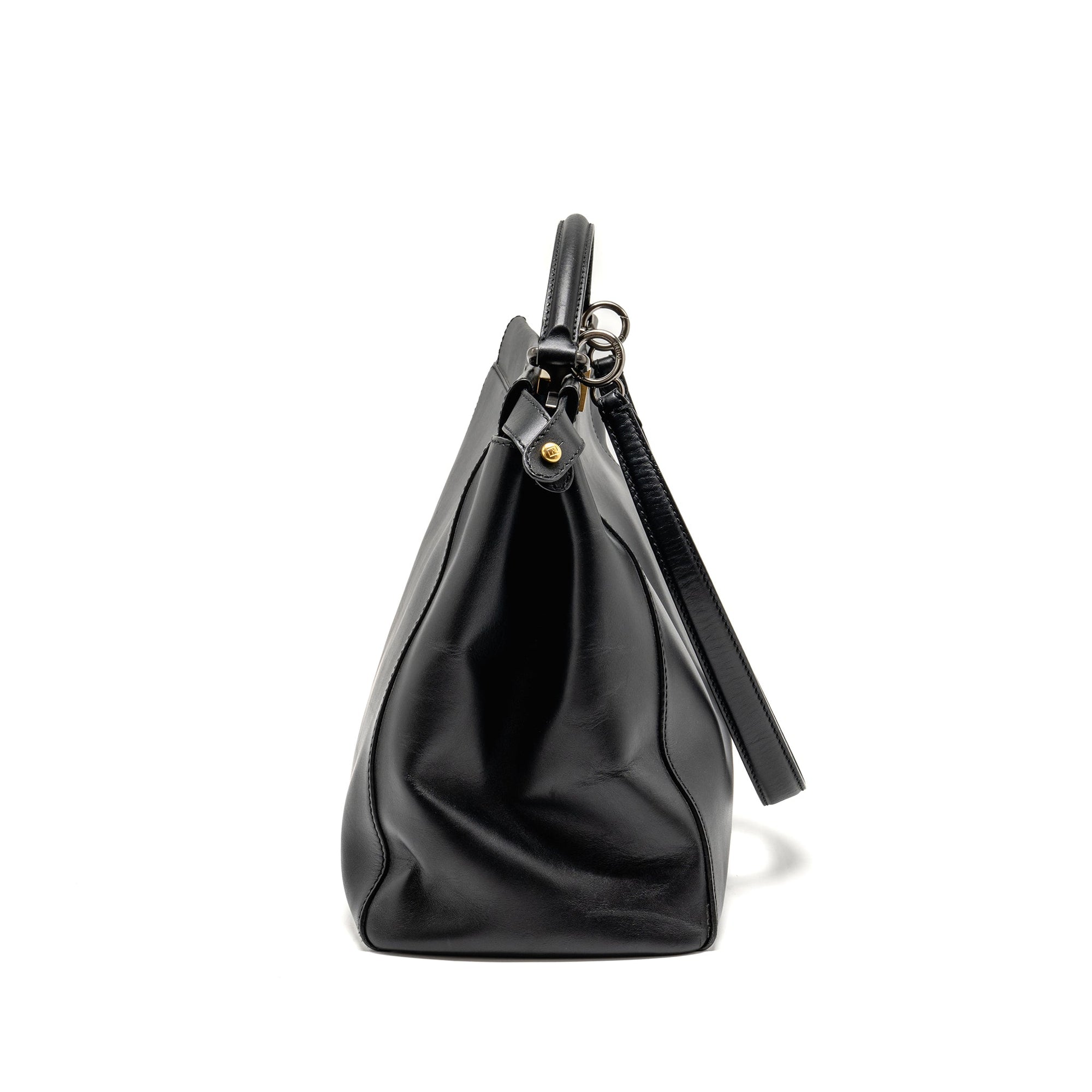 FNDI Large Peekaboo Bag Calfskin Black GHW