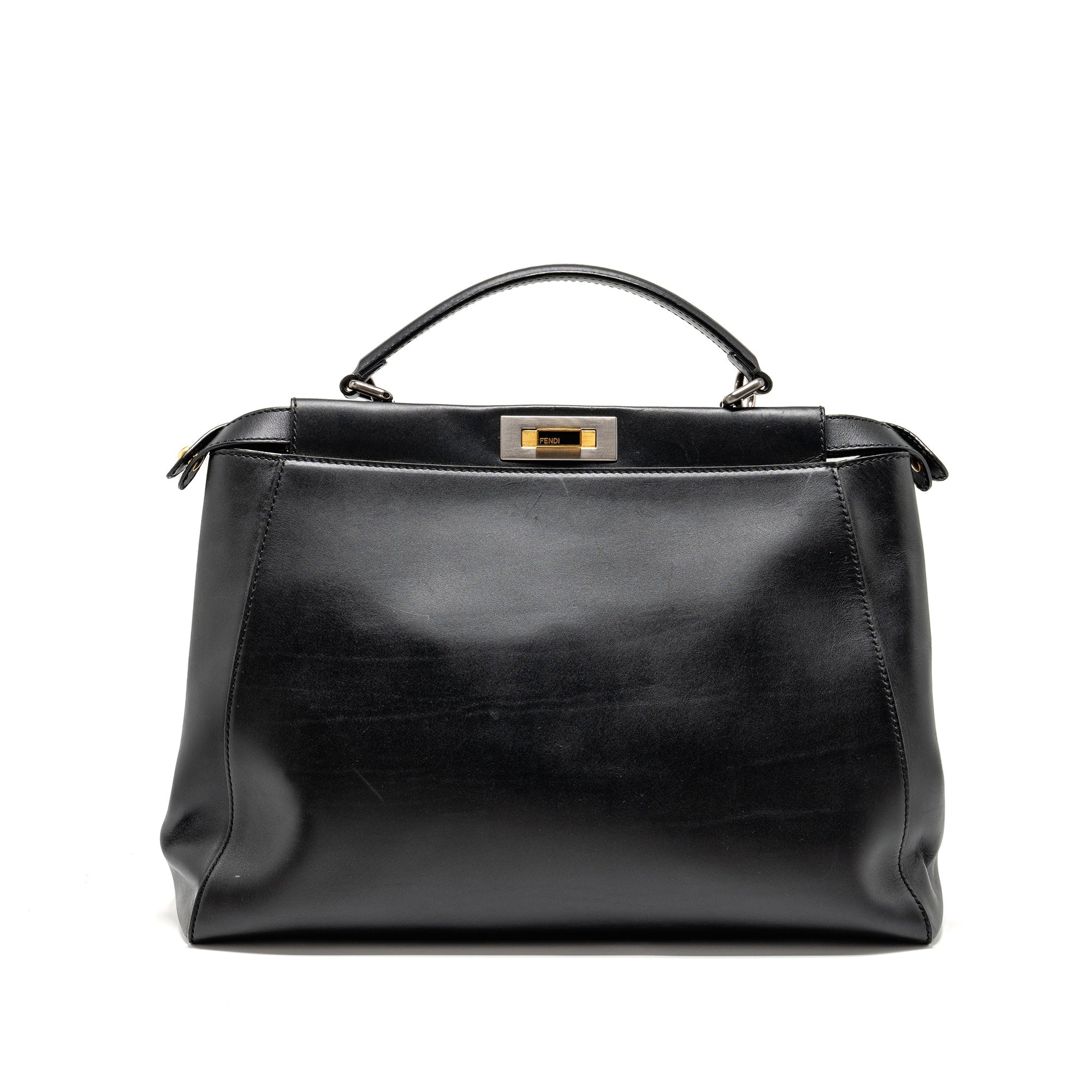 FNDI Large Peekaboo Bag Calfskin Black GHW