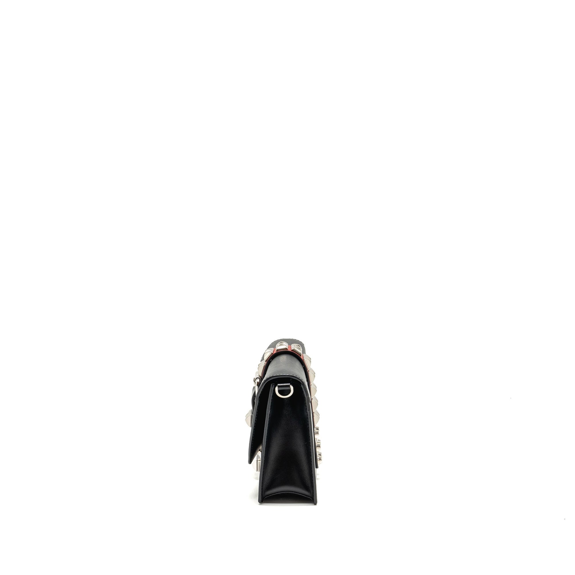 PRD Electra City Flap Bag Calfskin Black/Red SHW