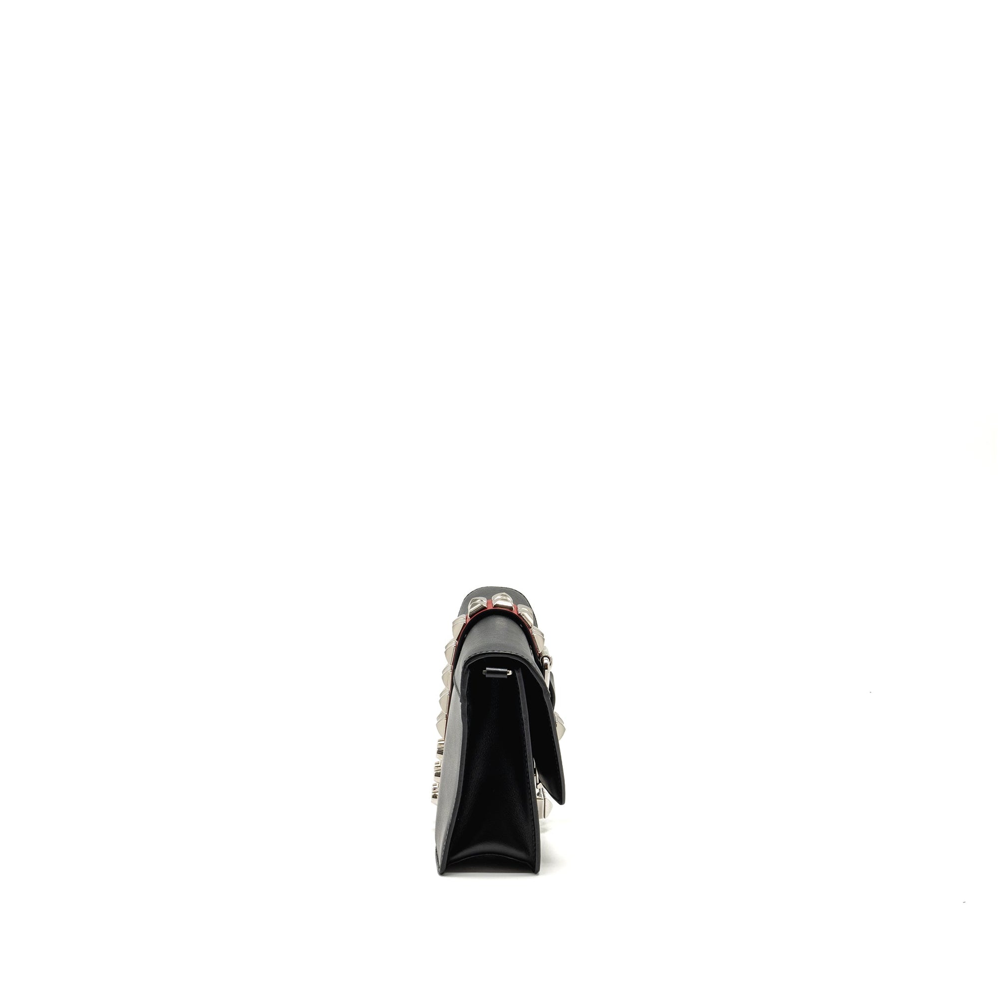 PRD Electra City Flap Bag Calfskin Black/Red SHW