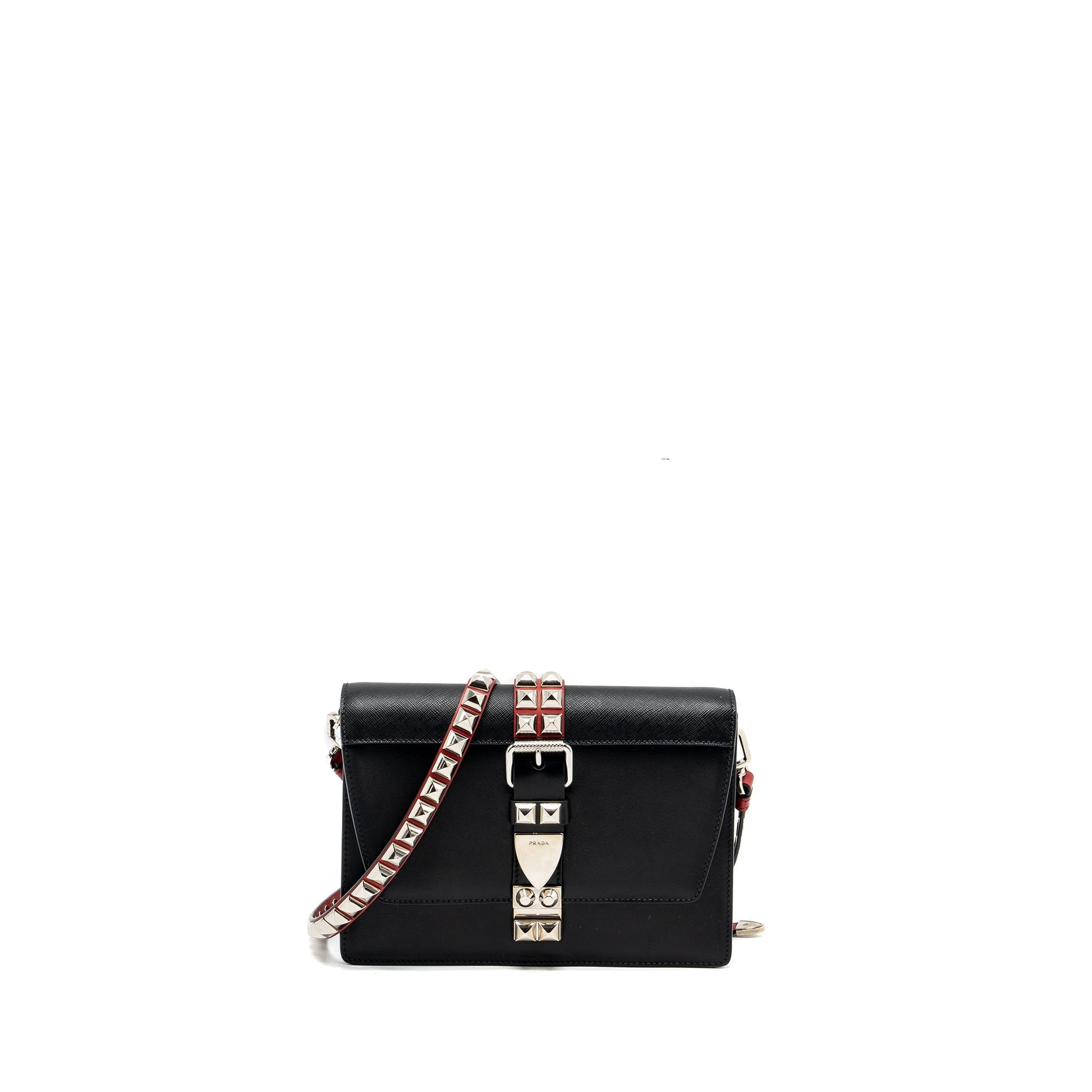 PRD Electra city flap bag calfskin black / red SHW