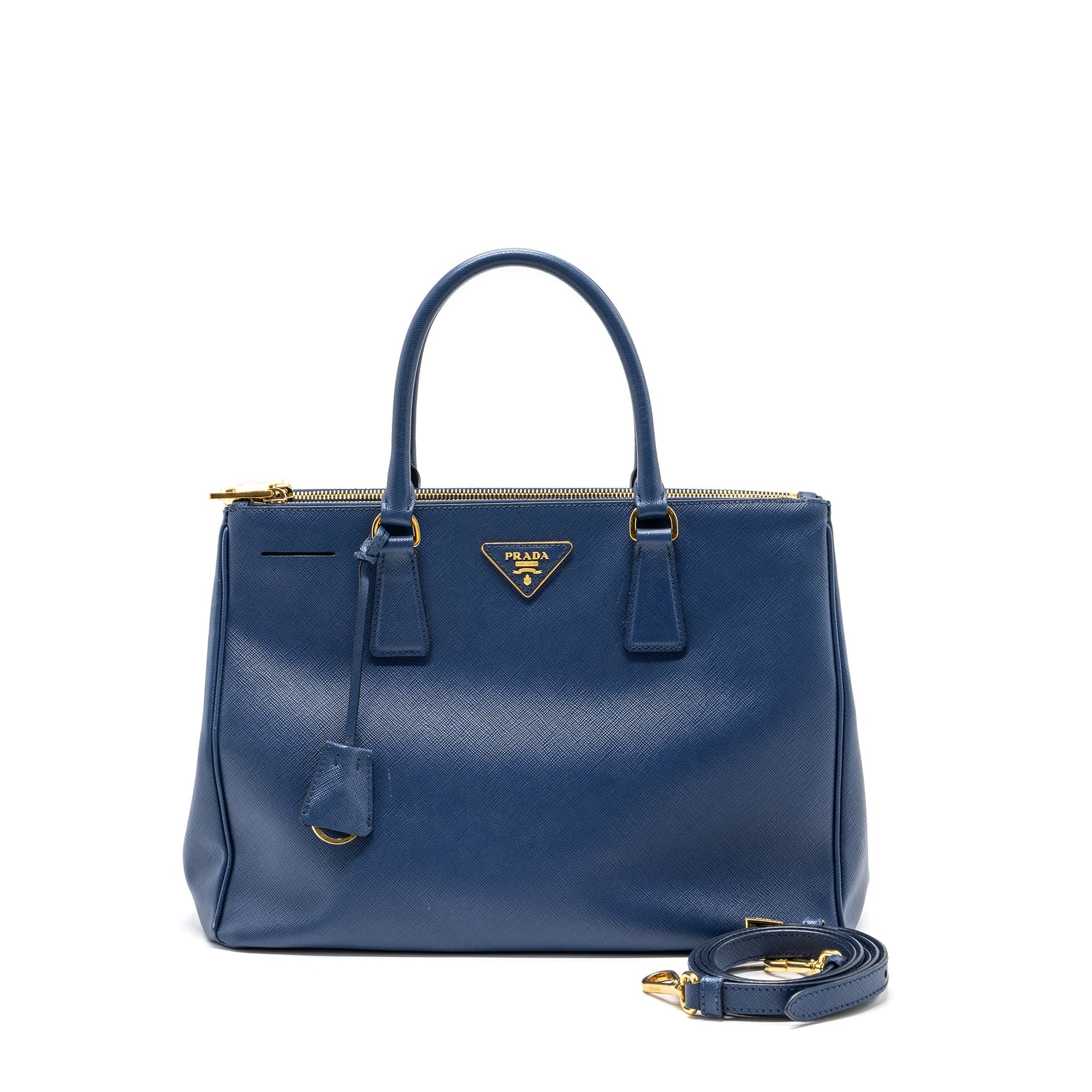 PRD double zip tote bag saffiano calfskin blue GHW