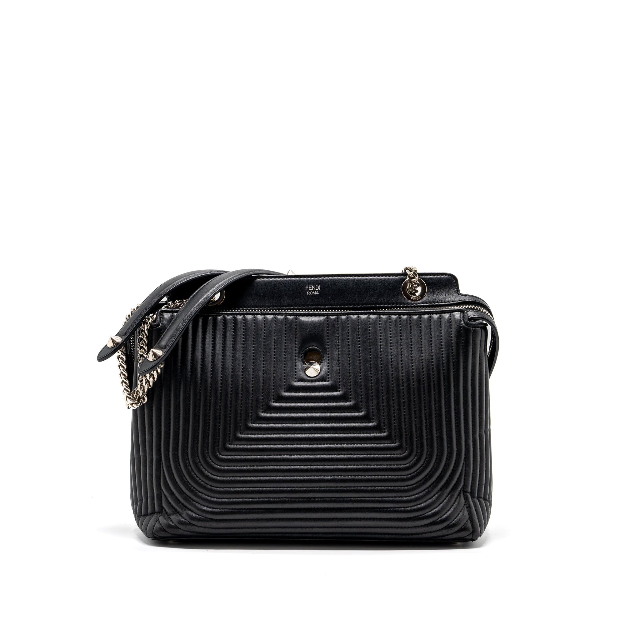 FNDI doctom chain shoulder bag leather black SHW
